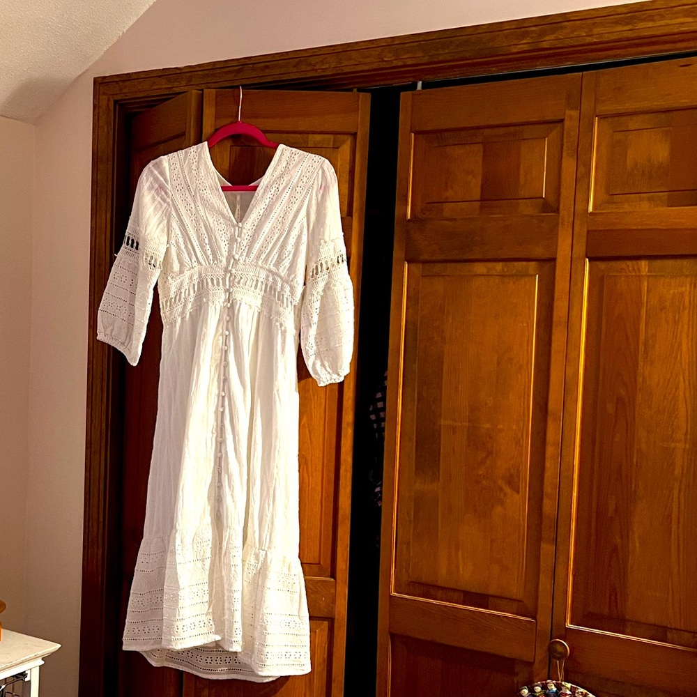 Lovely white summer dress by Anthropologie.
